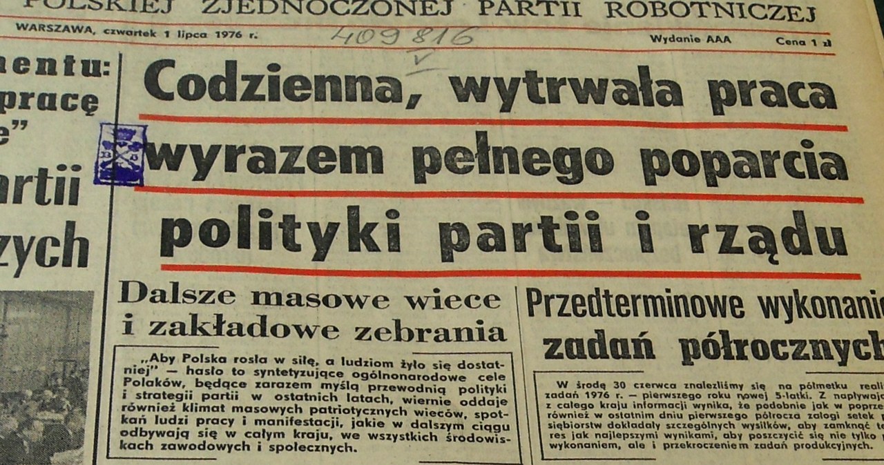 Numer Trybuny z 1 lipca 1976 roku /reprodukcja /INTERIA.PL