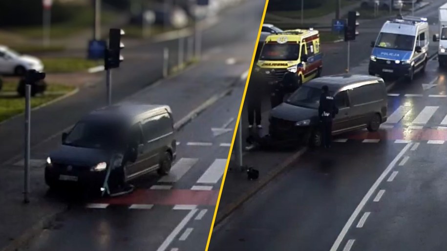 O dużym szczęściu może mówić nastolatek, który zignorował czerwone światło i wjechał na hulajnodze elektrycznej wprost pod koła volkswagena. /Policja