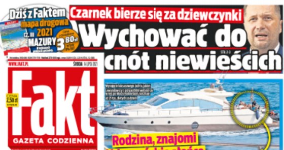 O wakacjach Lewandowskich pisze "Fakt" /