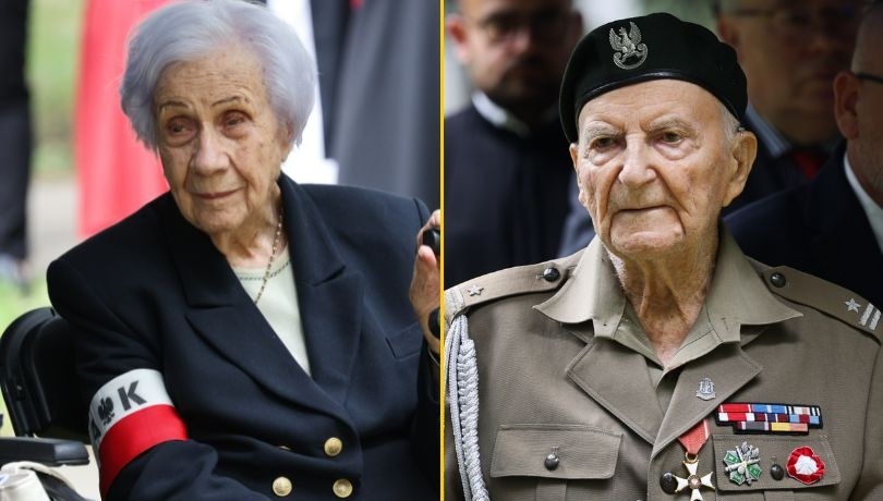 Obchody 81. rocznicy wybuchu Powstania Warszawskiego przy pomniku Żołnierzy "Żywiciela" z udziałem powstańców. Na zdjęciu Janina Jankowska ps. Jasia oraz mjr Jakub Nowakowski ps. Tomek /Albert Zawada /PAP