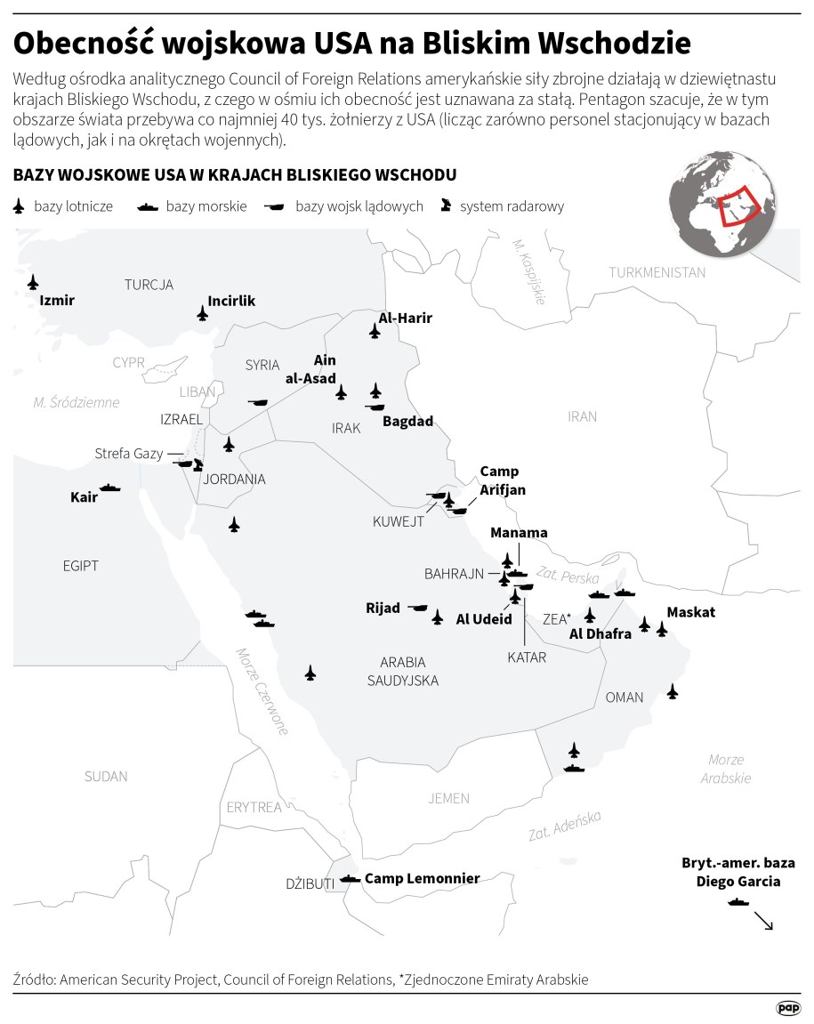 Obecność wojskowa USA na Bliskim Wschodzie /Michał Czernek /PAP