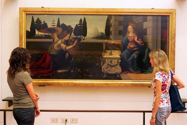 Obraz Leonardo da Vinci „Zwiastowanie”, Galeria Uffizi, Florencja /MAURIZIO DEGL'INNOCENTI /PAP/EPA