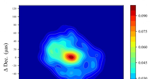 Obraz radiowy czarnej dziury Sagittarius A* z centrum Drogi Mlecznej. /Miyoshi et al. /materiał zewnętrzny