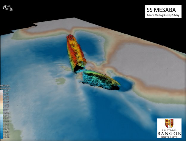 Obraz sonarowy wraku SS Mesaba na dnie Morza Irlandzkiego /Bangor University /Materiały prasowe