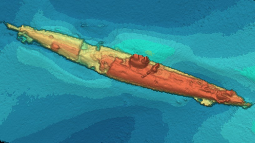 Obraz sonarowy znalezionego okrętu /INTERIA.PL/materiały prasowe