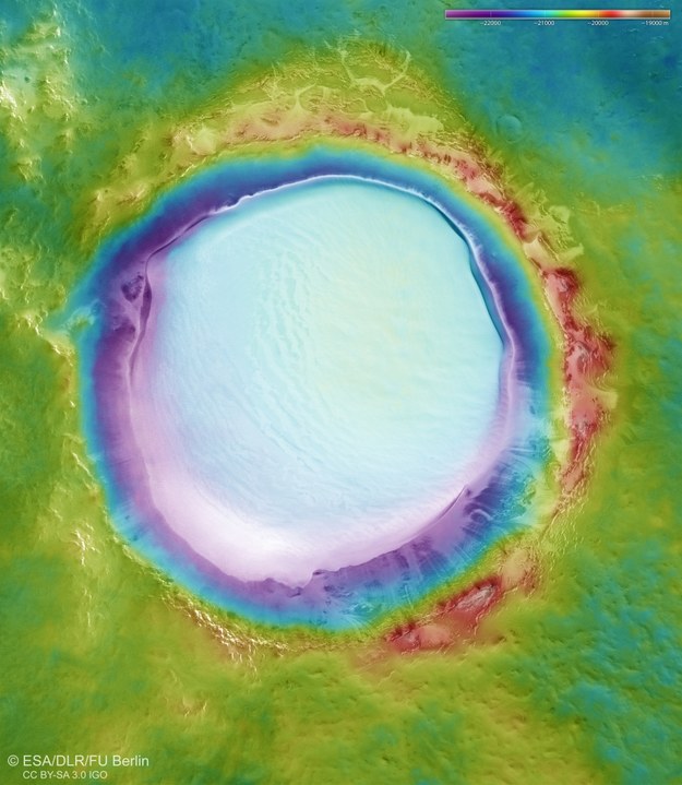 Obraz topograficzny krateru Koroleva /ESA/DLR/FU Berlin /Materiały prasowe