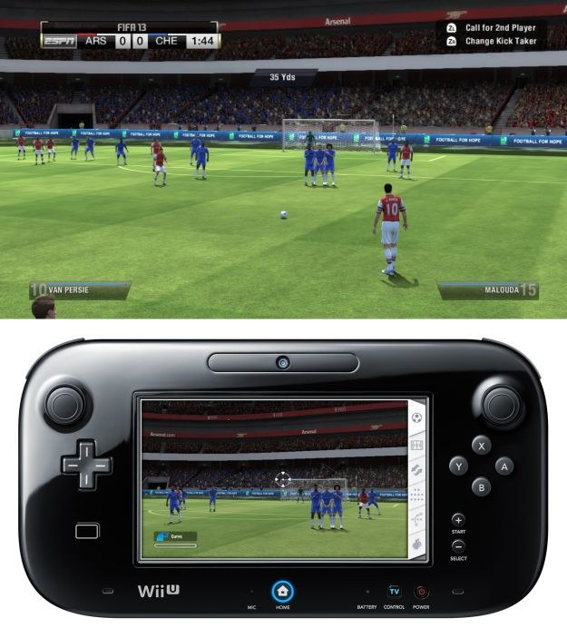 Obrazek prezentujący model wykonywania rzutu wolnego przy wykorzystaniu kontrolera Wii U /Informacja prasowa