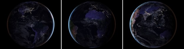 Obrazy Ziemi złożone ze zdjęć z róznych instrumentów,blask Słońca dodano ze względów estetycznych /NASA Earth Observatory images by Joshua Stevens, using Suomi NPP VIIRS data from Miguel Román, NASA's Goddard Space Flight Center /materiały prasowe