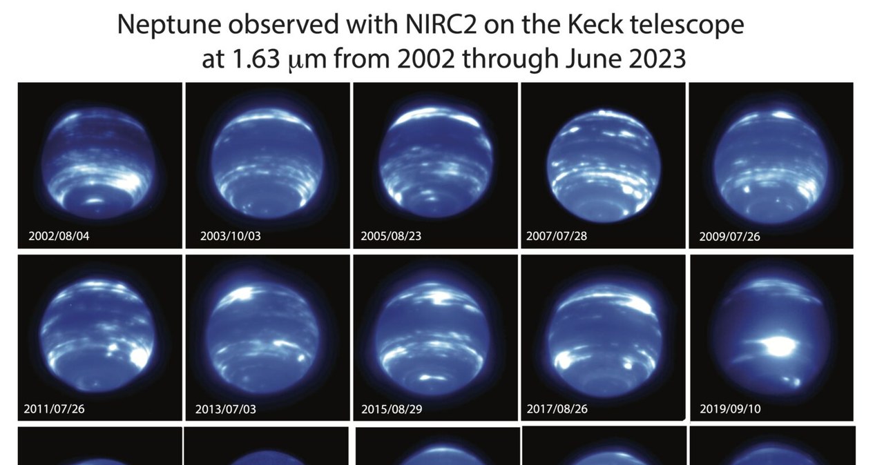 Obserwacje Neptuna w bliskiej podczerwieni przez Kecka od 2002 r. /(Imke de Pater, Erandi Chavez, Erin Redwing/UC Berkeley/WM Keck Observatory) /domena publiczna
