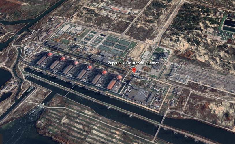 Obszar elektrowni atomowej w Zaporożu; źródło: Google Earth /