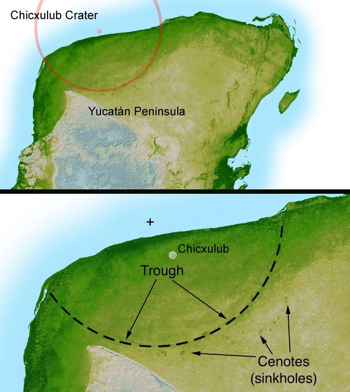 Obszar jaki zajmuje krater uderzeniowy na półwyspie Jukatan /NASA