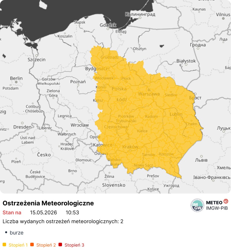 Obszar objęty ostrzeżeniem IMGW /IMGW /