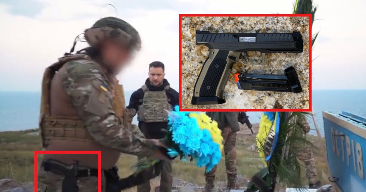 Ochrona Zełenskiego ma unikatowe pistolety? Kosztują fortunę /@AbraxasSpa /Twitter