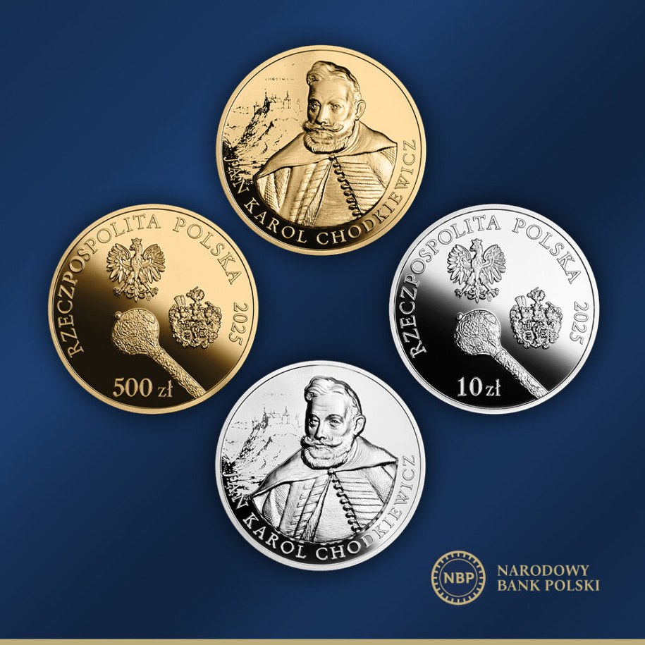 Od czwartku w sprzedaży są złote i srebrne monety upamiętniające Jana Karola Chodkiewicza /NBP /Materiały prasowe