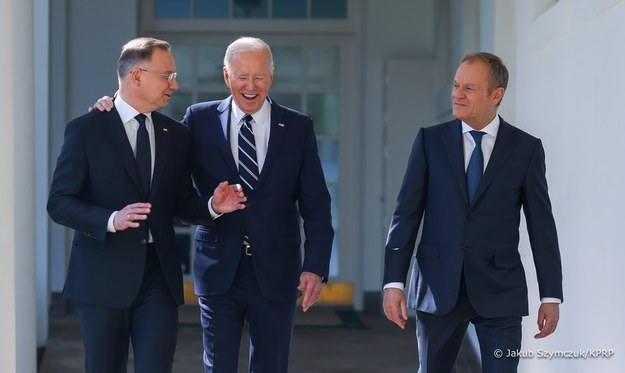 Od lewej: Andrzej Duda, Joe Biden i Donald Tusk w Białym Domu /Kancelaria Prezydenta /
