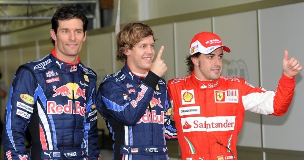 Od lewej: Mark Webber, Sebastian Vettel  i Fernando Alonso. /AFP