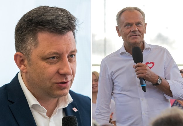 Od lewej Michał Dworczyk i Donald Tusk. /Tomasz Waszczuk, Vladyslav Musiienko /PAP