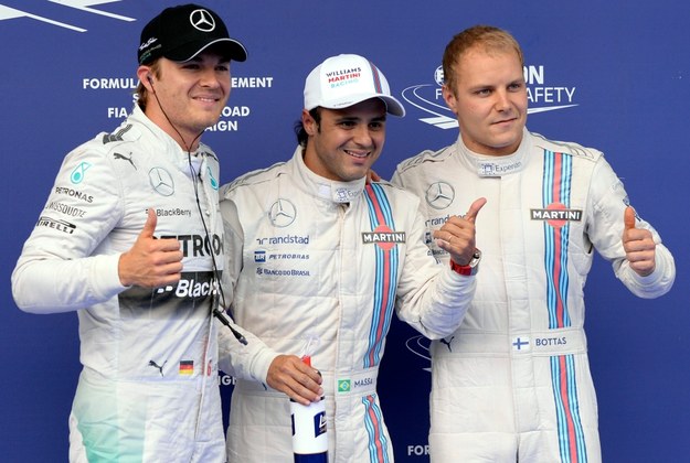 Od lewej: Nico Rosberg (Niemcy), Felipe Massa (Brazylia), Valtteri Bottas (Finlandia) /HANS KLAUS TECHT    /PAP/EPA