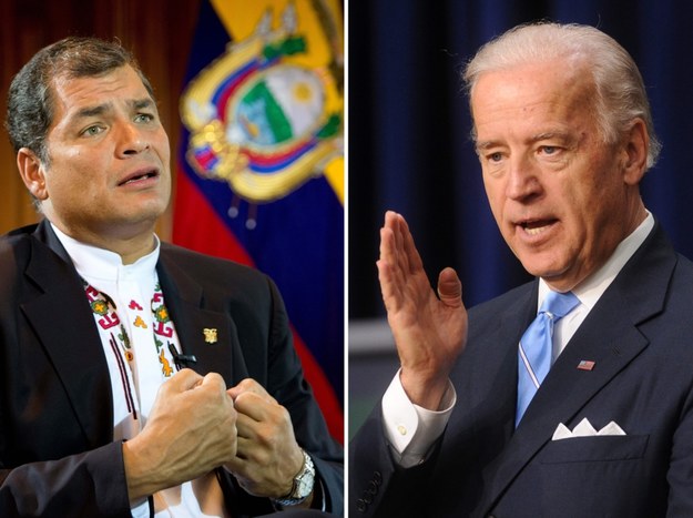 Od lewej: Prezydent Ekwadoru Rafael Correa i wiceprezydent USA Joe Biden /PAP/EPA/Maurizio Gambarini/EPA/MICHAEL REYNOLDS /PAP/EPA