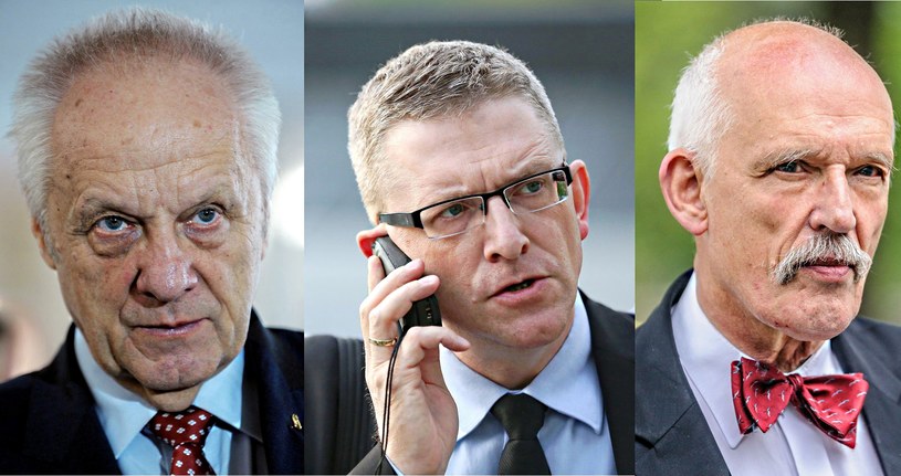 Od lewej: Stefan Niesiołowski (fot. Jan Bielecki), Grzegorz Braun (fot. Karol Serewis) i Janusz Korwin-Mikke (fot. Tomasz Urbanek) /East News