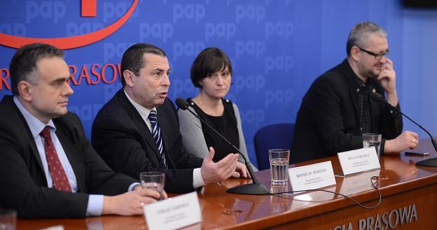 Od lewej: Tomasz Sakiewicz, Bronisław Wildstein, Ewa Stankiewicz i Rafał Ziemkiewicz /PAP