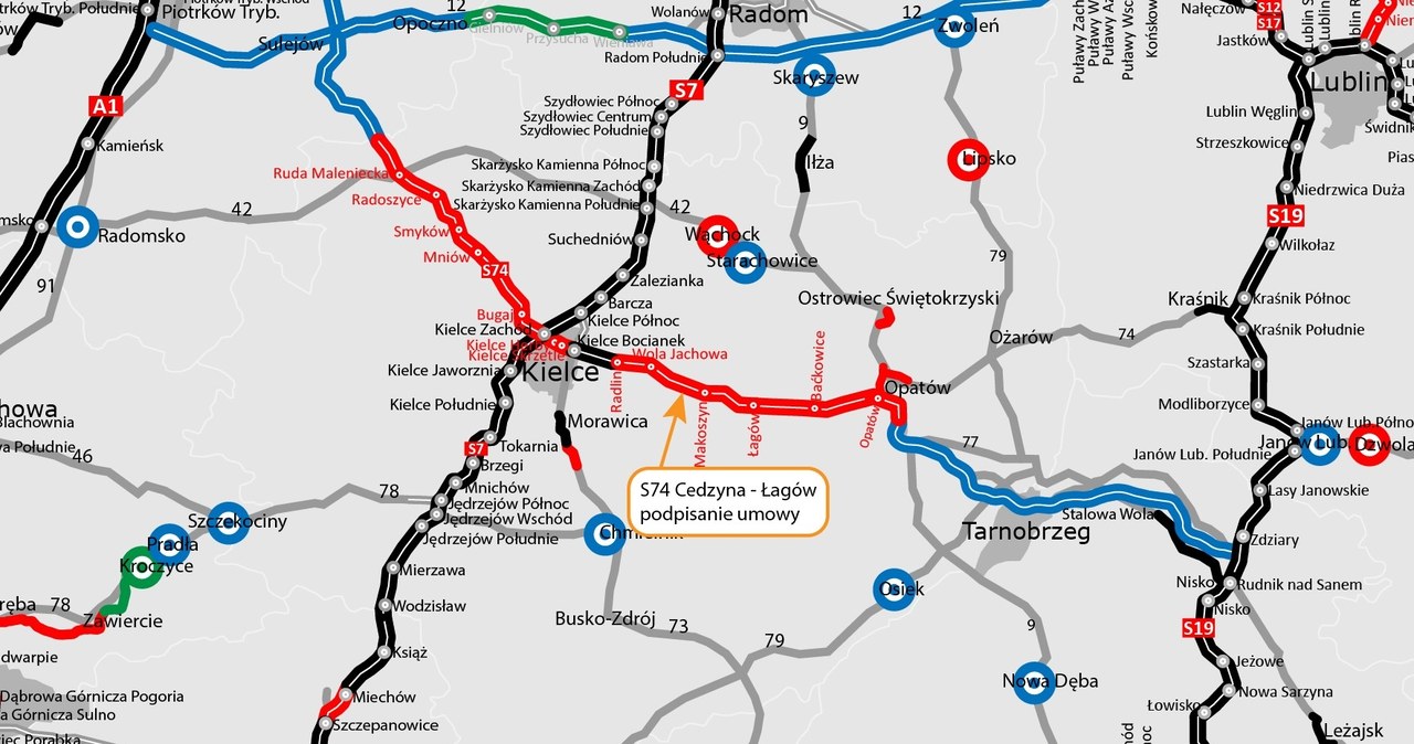 Odcinek S74 Cedzyna - Łagów to najdroższa inwestycja drogowa w województwie świętokrzyskim. /GDDKiA_Kielce/ X /