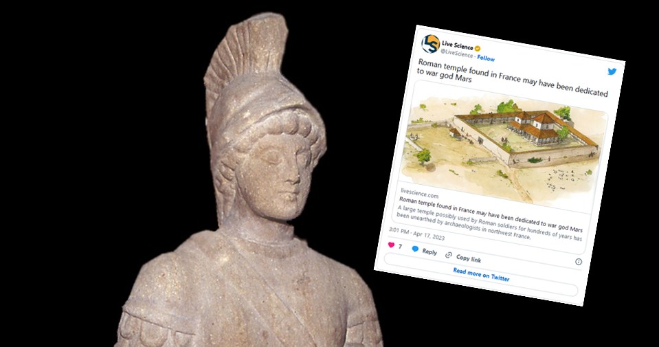 Odnaleziono świątynię poświęconą najprawdopodobniej bogu wojny Marsowi /Live Science/Twitter/York Museums Trust Staff/CC BY-SA 4.0 /Wikimedia