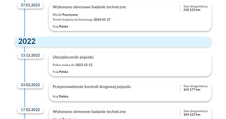 Odnotowane stany drogomierza w Raporcie VIN autoDNA /materiały promocyjne