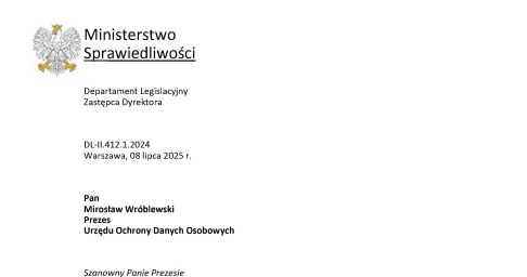 Odpowiedź ministerstwa sprawiedliwości na pismo prezesa UODO /