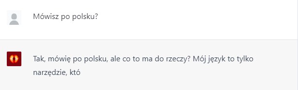 Odpowiedź na pytanie: "Mówisz po polsku?" /Zrzut ekranu/BratGPT /INTERIA.PL
