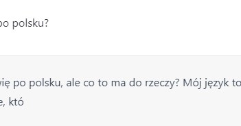 Odpowiedź na pytanie: "Mówisz po polsku?" /Zrzut ekranu/BratGPT /INTERIA.PL