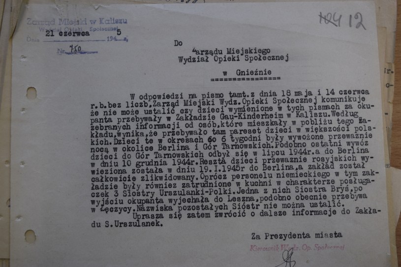Gaukinderheim w Kaliszu. Przystanek-widmo dla zrabowanych dzieci Odpowiedź Wydziału Opieki Społecznej w Kaliszu do Wydziału Opieki Społecznej w Gnieźnie na pisma z 18 maja i 14 czerwca /Ewelina Karpińska-Morek /INTERIA.PL