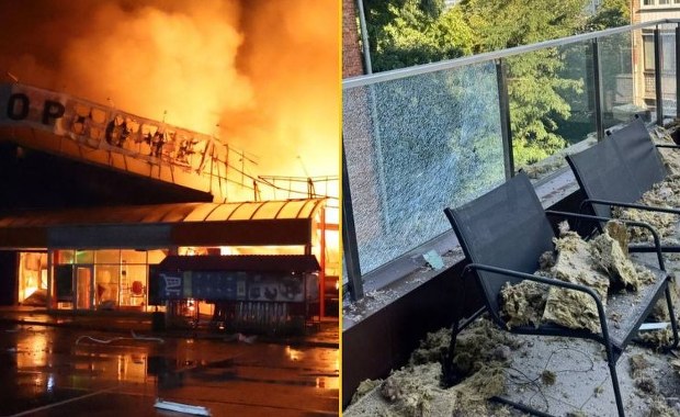 Ofiary śmiertelne, ciężko poparzeni. Rój dronów uderzył w Charków i Dniepr 