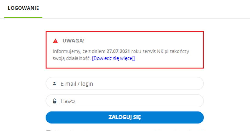 Oficjalna informacja o zamknięciu NK.pl (Naszej Klasy) /INTERIA.PL