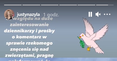 Oficjalny komunikat Justyny Żyły w sprawie oskarżeń Marceliny Ziętek, https://www.instagram.com/justynazyla/ /Instagram