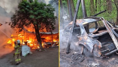 Ogień w Rudce. Dwa budynki i auta w płomieniach