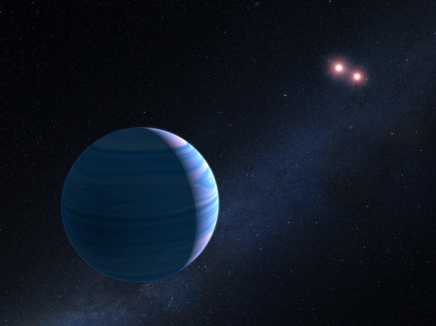 OGLE-2007-BLG-349 okrąża swoje dwie gwiazdy w odległości około 480 millionów kilometrów. /NASA, ESA, and G. Bacon (STScI) /materiały prasowe