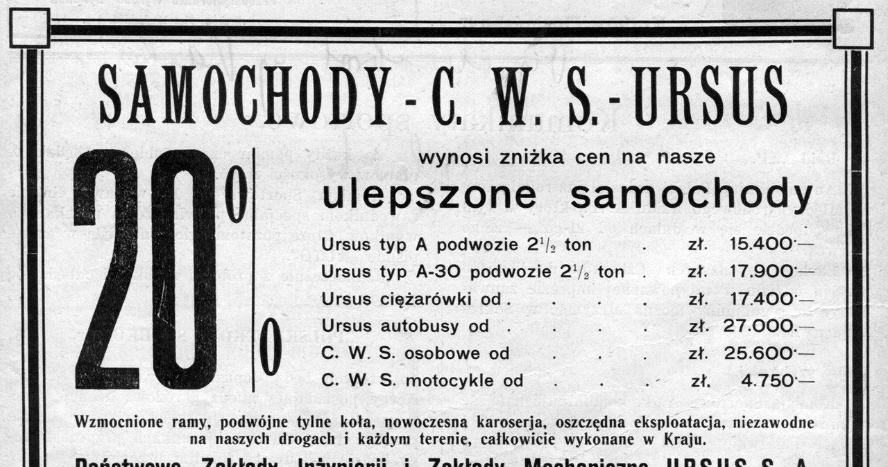 Ogłoszenie prasowe sprzedaży samochodów CWS, zamieszczone w prasie krakowskiej /Archiwum Tomasza Szczerbickiego