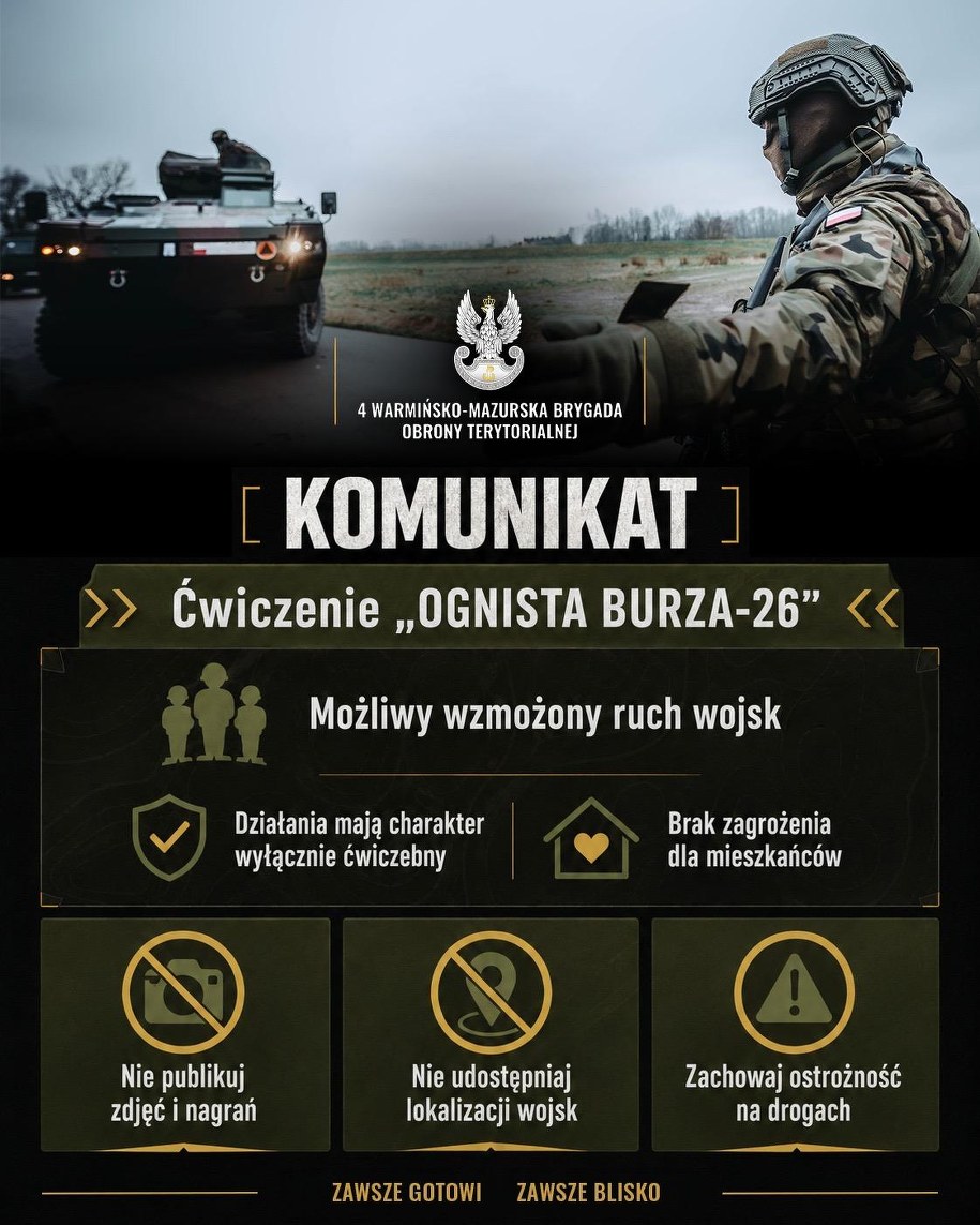 "Ognista burza" na Warmii i Mazurach. Wojsko apeluje do mieszkańców /Materiały prasowe