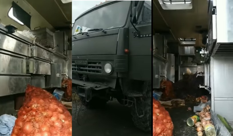 Ogórki, kartofle i ciężarówka Kamaz! Oto polowa kuchnia armii rosyjskiej /YouTube