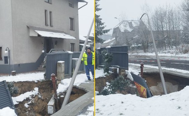 Ogromne zapadlisko w Olkuszu tuż obok domu, ewakuowano mieszkańców 