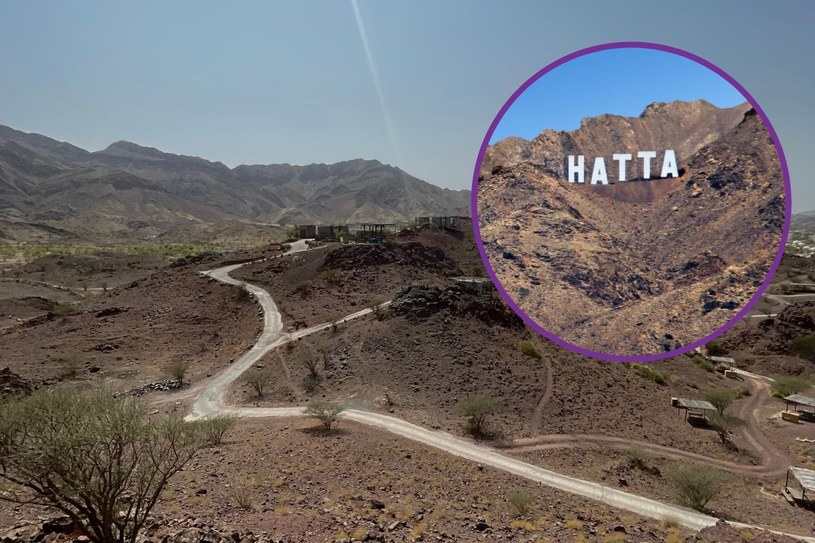 Ogromny napis "Hatta" wita turystów przybywających w góry