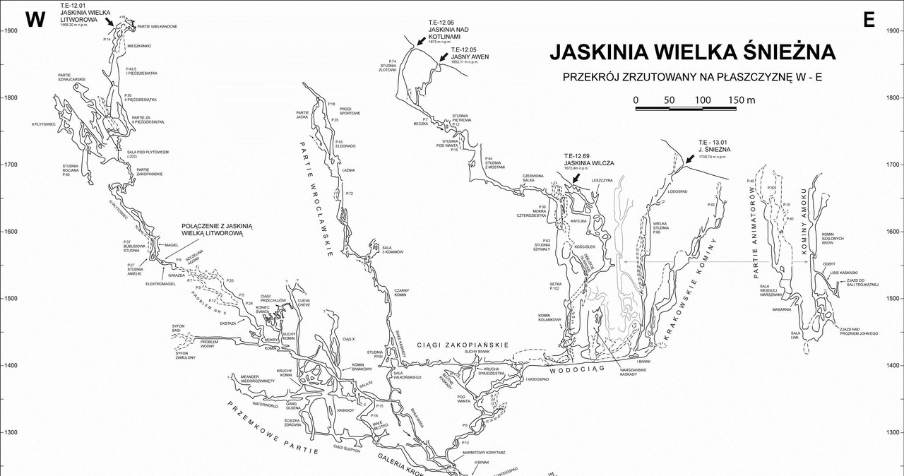 Ogromny system Jaskini Wielkiej Śnieżnej był odkrywany stopniowo. /Państwowy Instytut Geologiczny - Państwowy Instytut Badawczy, Marcin Gala /Wikimedia