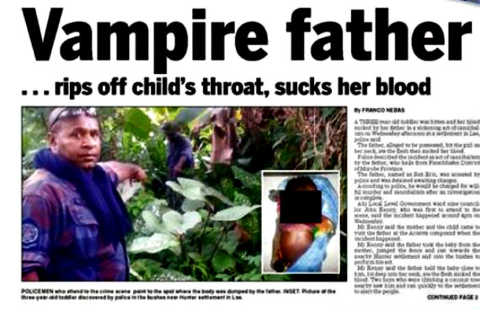 "Ojciec wampir" - nagłówek lokalnej gazety, która opisała to przerażające zdarzenie /materiały prasowe