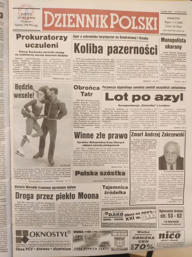 Okładka "Dziennika Polskiego" /Wojewódzka Biblioteka Publiczna w Krakowie /RMF FM