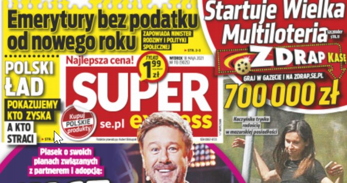 Okładka "Super Expressu" z dnia 18 maja /Super Express /materiał zewnętrzny