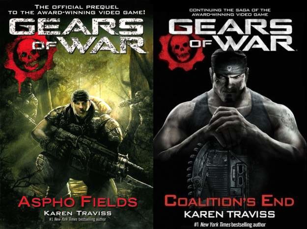 Okładki dwóch z czterech do tej pory wydanych powieści o tematyce Gears of War /Informacja prasowa