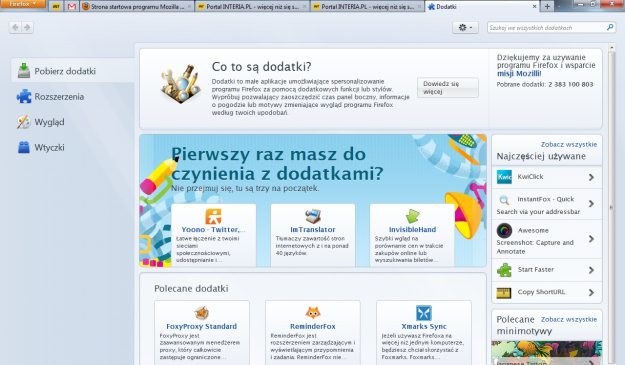 Okno zarządzania dodatkami zostało przeniesione do przeglądarki /INTERIA.PL