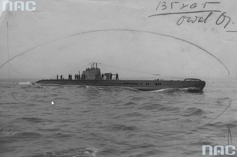 Okręt podwodny "Żbik" na morzu /Z archiwum Narodowego Archiwum Cyfrowego