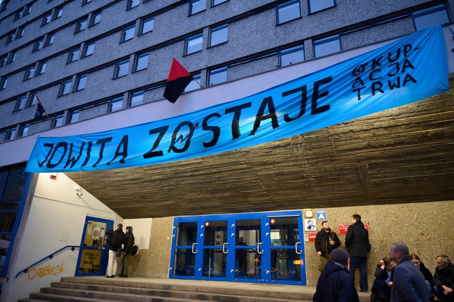 Okupacja akademika "Jowita" na zdj. z grudnia 2023 r. /	Jakub Kaczmarczyk   /PAP